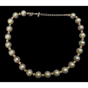 Charming Charlie Glitter Ball Glam Silver And Gold Tone Beaded Necklace